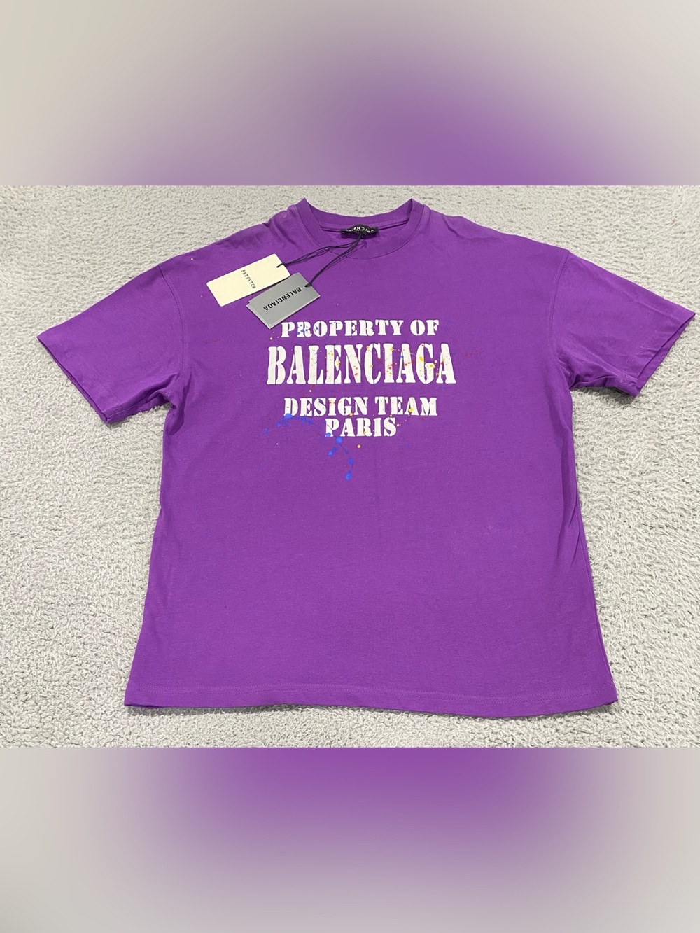 Balenciaga Shirt Mens Medium Purple 'Property of Balenciaga Design Team Paris'